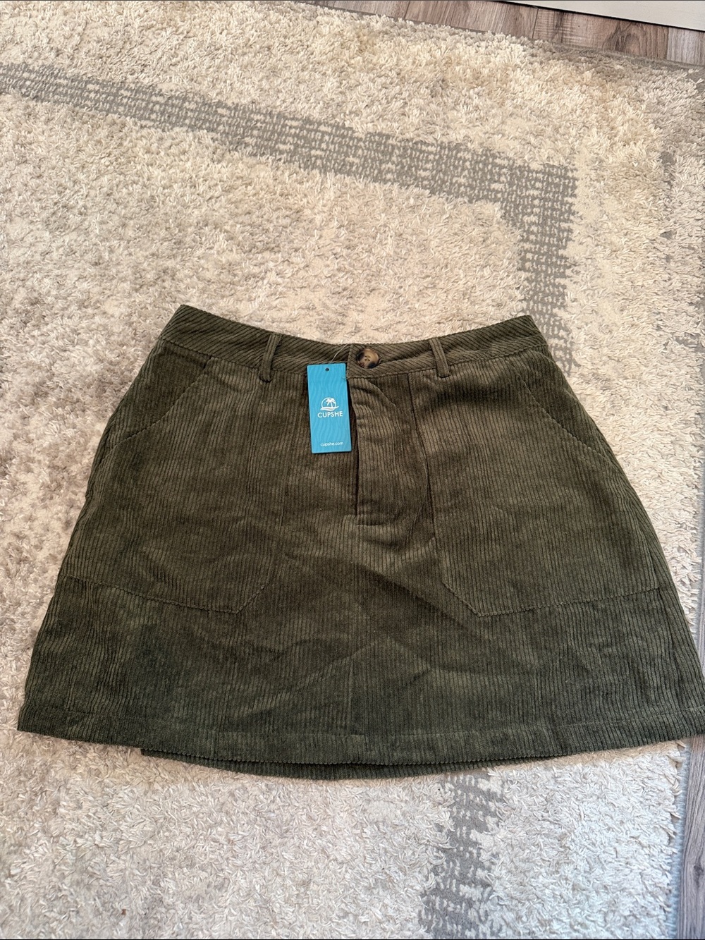 Cupshe Olive Green Corduroy Mini Skirt